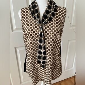 NY&CO Black cream sleeveless abstract blouse size medium